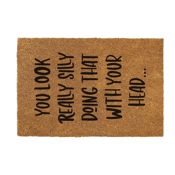 Seyotauo Funny Christmas Front Door Mat, Letter Print Rustic Door Mats Welcome Doormat Christmas Decorations Indoor Outdoor for Bedroom Living Room Funny Xmas Kitchen Small Rugs 16 x 24 inch