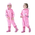 thumbnail image 3 of Ticikt Kids Toddler Rain Suit for Boys Girls One Piece Hoodie Zipper Cartoon Waterproof Coverall Rain Jacket 1-10 Years,Color:Pink,Size:8-10 Years, 3 of 9