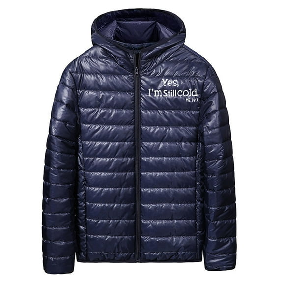 Men Lightweight Down Jacket Packable Down Jacket Hooded Lightweight Winter Coat Full-Zip Quilted Warm Outerwear Winter Coats Outwear