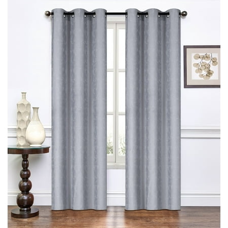 Paradise Jacquard 76 X 84 In Grommet Curtain Panel Pair Silver