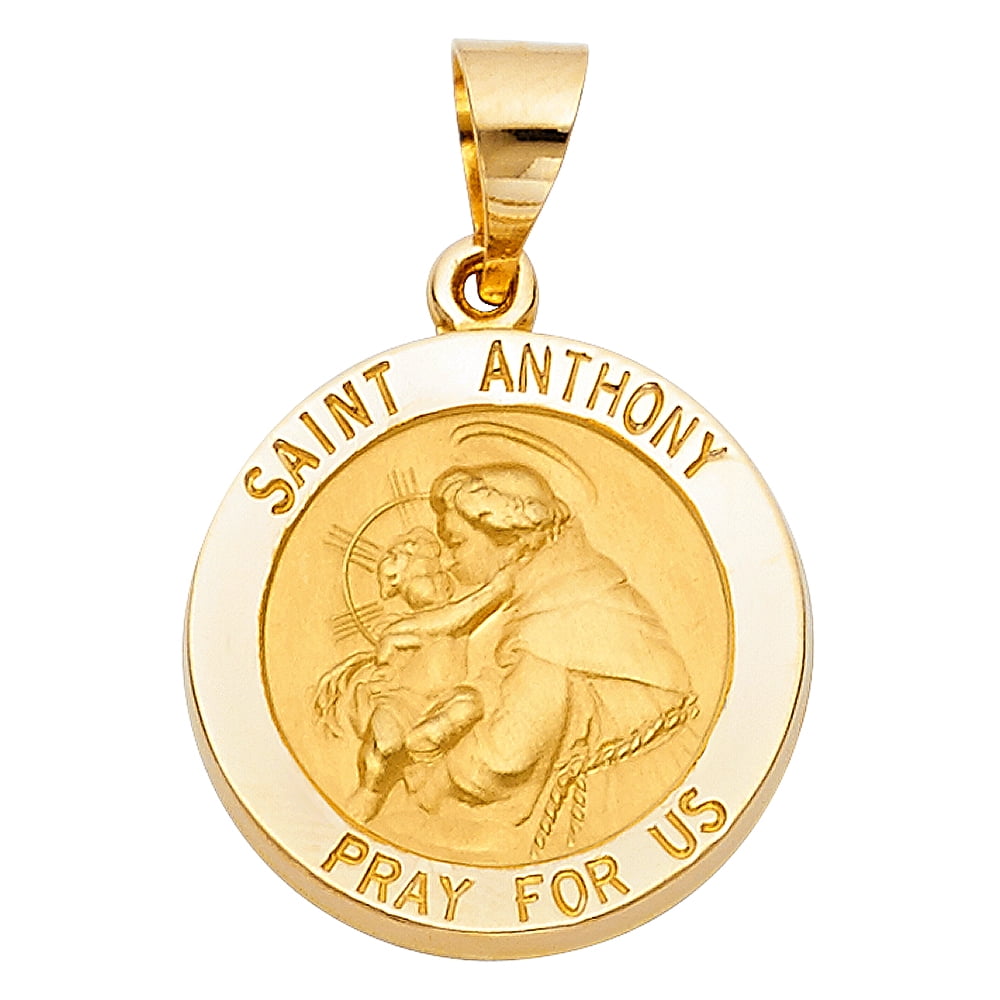 Ioka - 14K Yellow Gold Religious St. Anthony Charm Pendant For Necklace or Chain - Walmart.com 