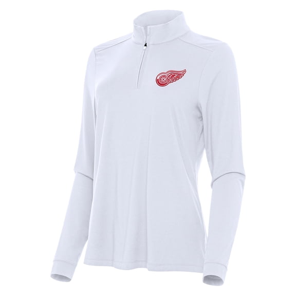 Women's Antigua White Detroit Red Wings Intent Quarter-Zip Top