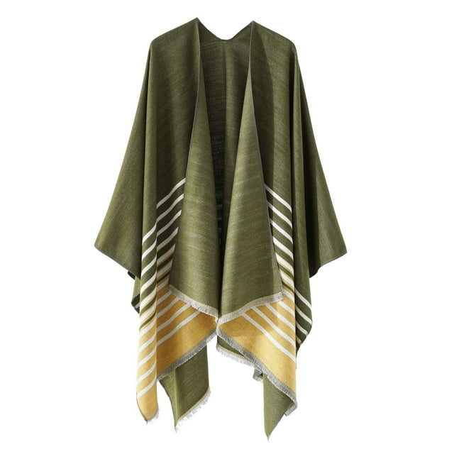 Bzdzmqm jusqu'à 50 % de Rabais Châle Uni pour Femme Col Chaud à Franges Cape Tricotée Unie Châle et Étoles, Vert Armée Taille Unique