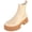 Beige, variant on Berness Women Ankle Chunky Chelsea Boots Elastic Sides Slip On Lug Sole Platform Booties CAMILA White 7
