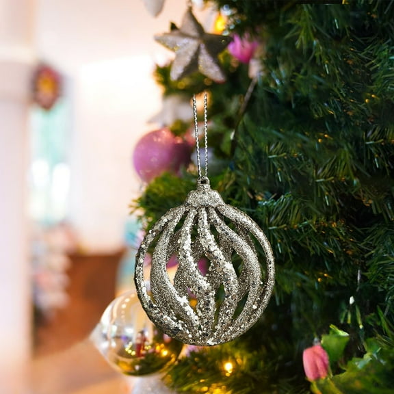 BOPORO Large Christmas Ball Ornaments, 2Pcs Shatterproof Diamond Ornaments Christmas Tree Decorations Champagne Christmas Big Ornaments Hanging Ball for Holiday Christmas Decorations Gold