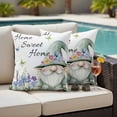 thumbnail image 4 of Spring Gnomes Outdoor Waterproof Pillow Covers, Watercolor Botanical Floral Buffalo Plaid Decorative Square Throw Pillowcase Sofa Cushion Sham for Patio/Couch/Chair, 18"x18" 2 Pack, 4 of 8