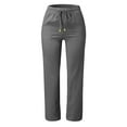 thumbnail image 2 of HUPTTEW Women's Casual Pants Solid Cotton And Pants With Pocket Long Pants, 2 of 4