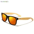 thumbnail image 2 of BadPiggies Vintage Wood Wooden Frame Mens Womens Glass Bamboo Sunglasses Eyewear UV400 Protection Polarized Lens (Black&Red), 2 of 5