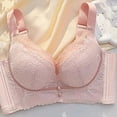 thumbnail image 2 of hoksml Women's Floral Lace Wireless Bra, Adjustable Wide Straps Medium Support Comfort Bra with Contrast Trim and Decorative Buttons, 2 of 5