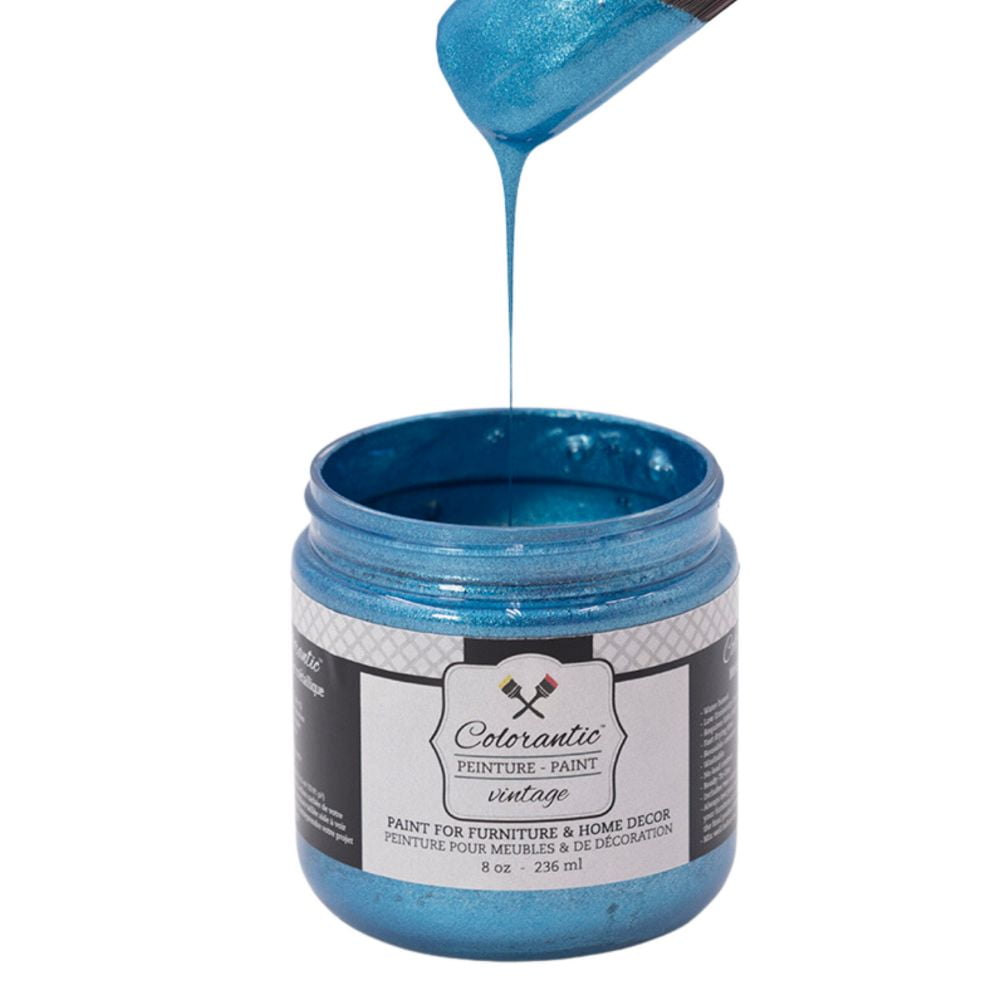Colorantic | Blue Metallic | Furniture DIY Metallic Chalk Paint for Furniture (4 oz)