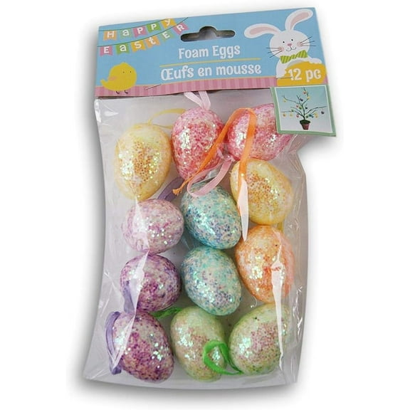 Greenbrier International Small Foam Easter Egg Mini Ornaments - 12 Count - Style Varies
