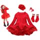 thumbnail image 2 of Vestidos tejidos de manga larga para niñas, Otoño Invierno, fiesta de cumpleaños cálida, disfraz de princesa con volantes, disfraz de Navidad rojo para niños, Vestido 5T(120) Gao Jinjia LED, 2 of 2
