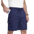 thumbnail image 6 of QDG Men's Relaxed Fit Cargo Shorts with Drawstring Elastic Waist Multi-Pocket for Daily Hiking Work, 6 of 7