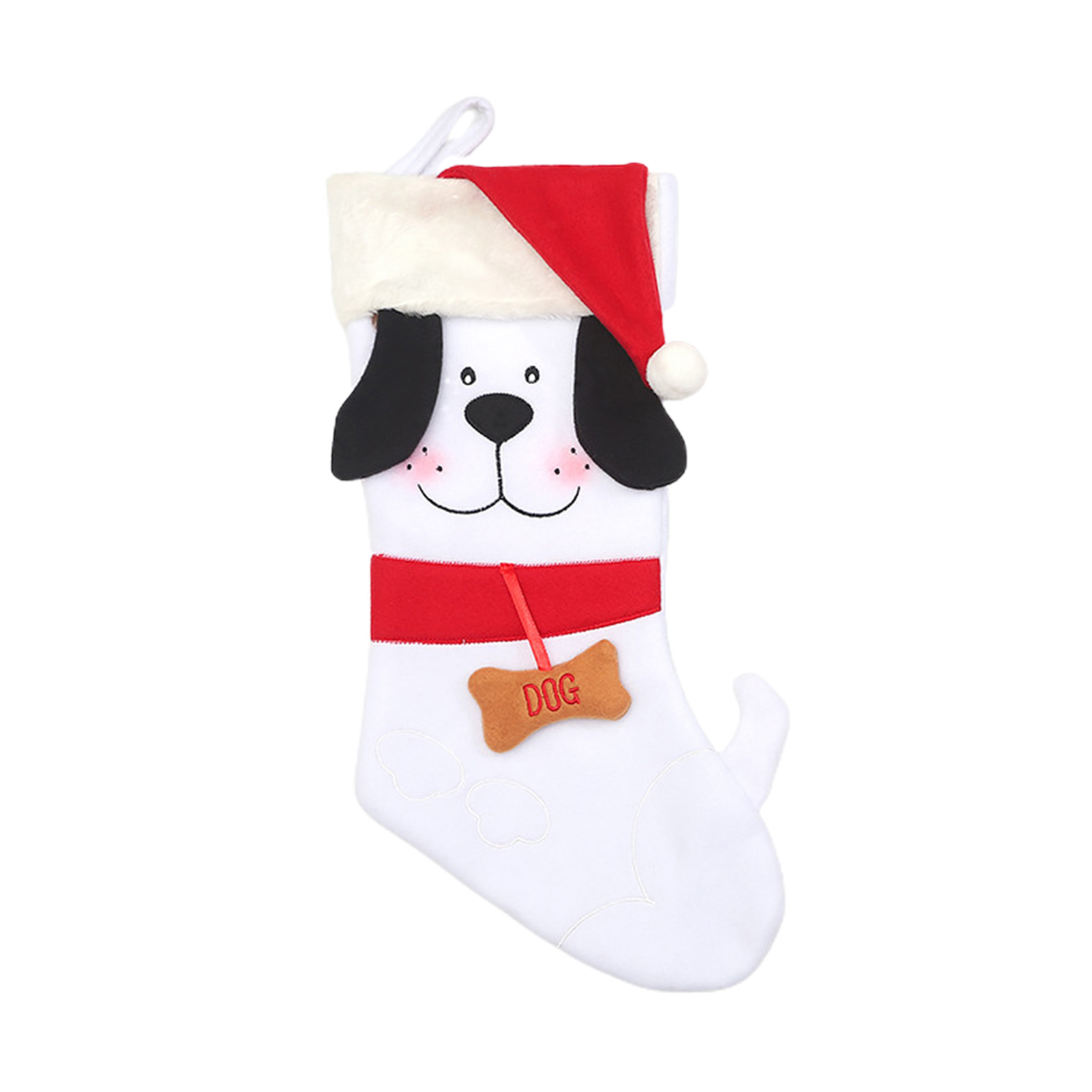 TOPOINT Cute Dog Embroidered Christmas Stockings Xmas Holiday Pet Theme Gift For Puppies