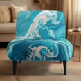 thumbnail image 2 of HELLHERO Blue-green Marble Pattern Elastic Bottom Stretch Elastic Bottom Armless Accent Chair Protector Non Slip Armless Accent Chair Cover for Armless Chair, 2 of 8