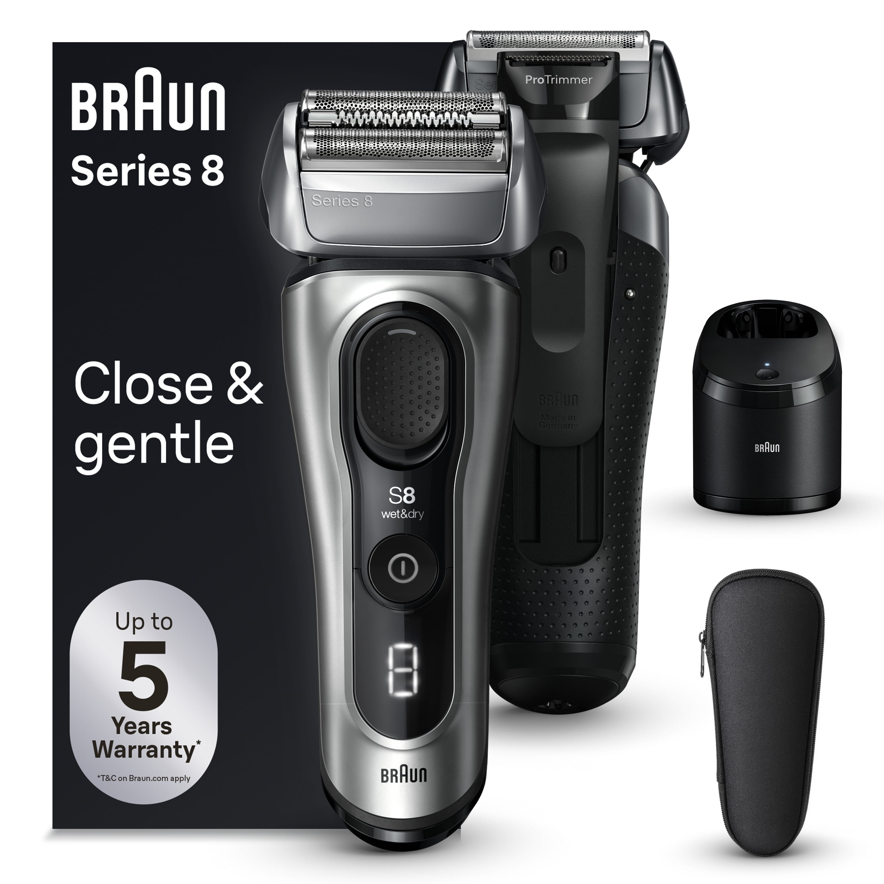 Braun Series 9 PRO+ Electric Shaver, 6in1 SmartCare Center & Travel Case, 9567cc Silver Braun Series 9 PRO+ Electric Shaver, 6in1 SmartCare Center & Travel Case, 9567cc Silver