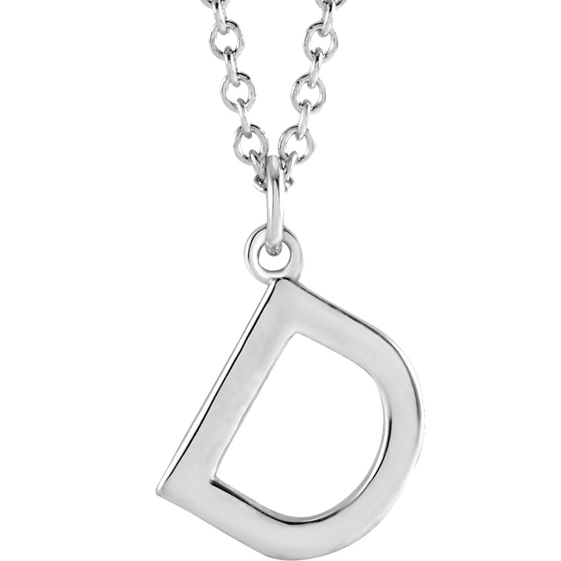 925 Sterling Silver Letter Name Personalized Monogram Initial D 9.3x8.1mm 18 Inch Polished Initial Necklace Pendant Neck