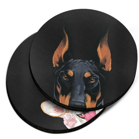 

WIRESTER Round Neoprene Car Coaster for Drinks Set of 2pcs Animal Black Rust Doberman Pinscher Dog & Red Pembroke Welsh Corgi Dog