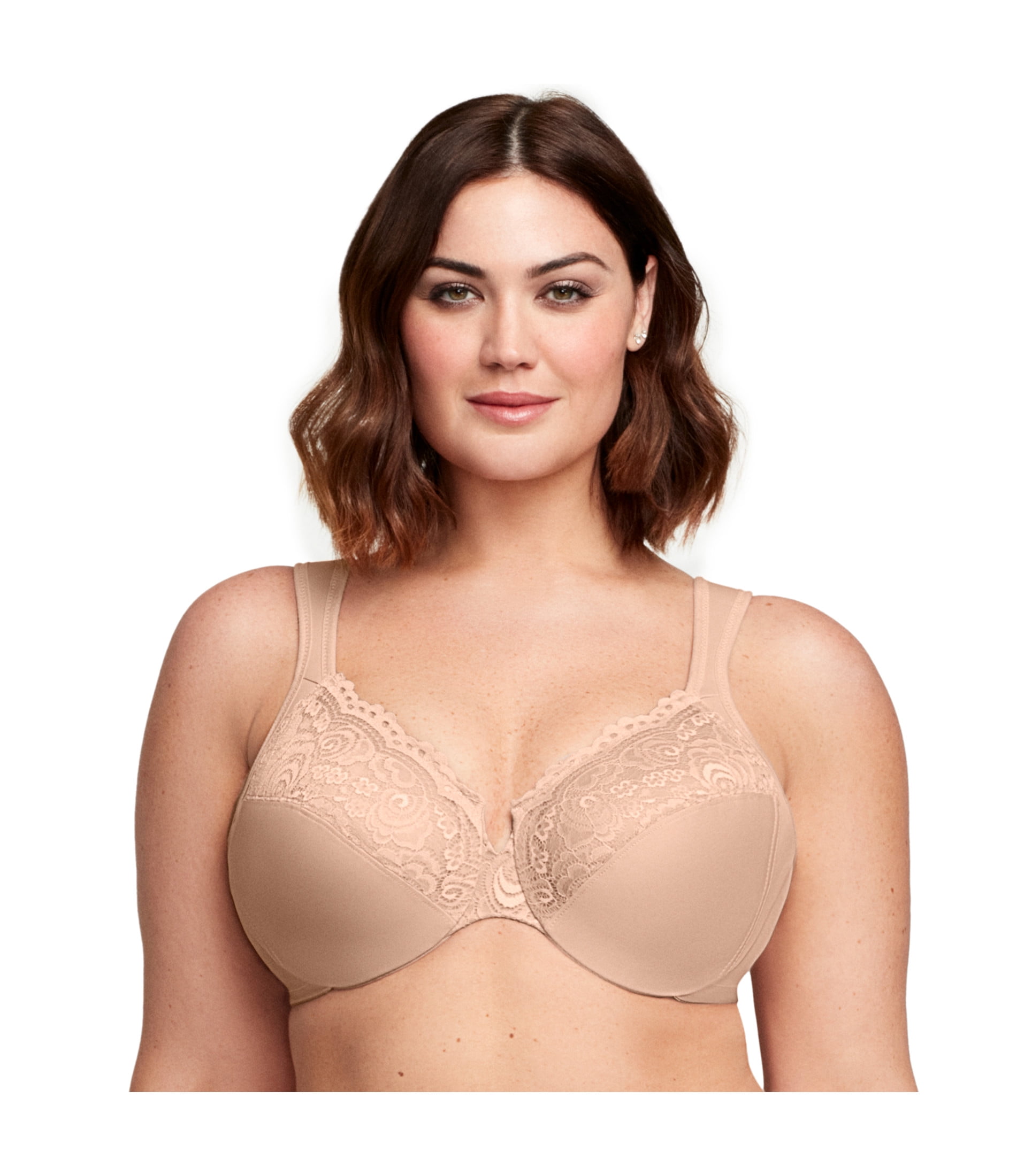Glamorise Low Cut WonderWire Lace Underwire Bra 1240 (Women's & Women's Plus)