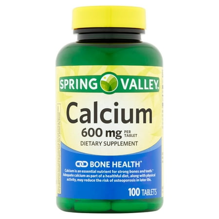 Spring Valley Natural Easy To Swallow 600 mg Bone Health Calcium Dietary Supplement, 100 ct
