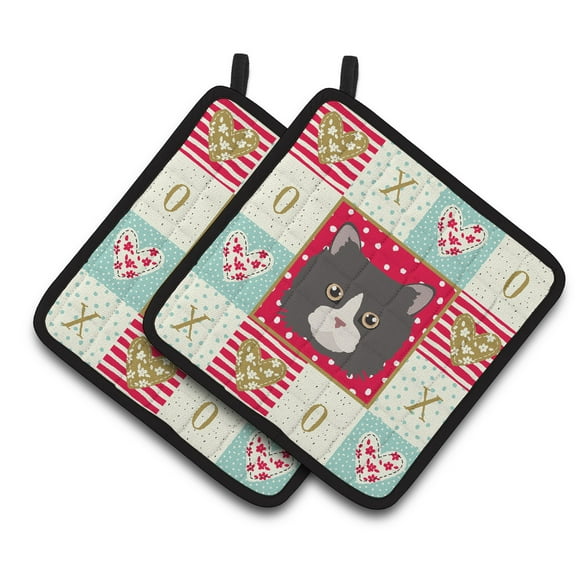 Carolines Treasures CK5150PTHD Poodle Cat Love Pair of Pot Holders, 7.5HX7.5W, multicolor