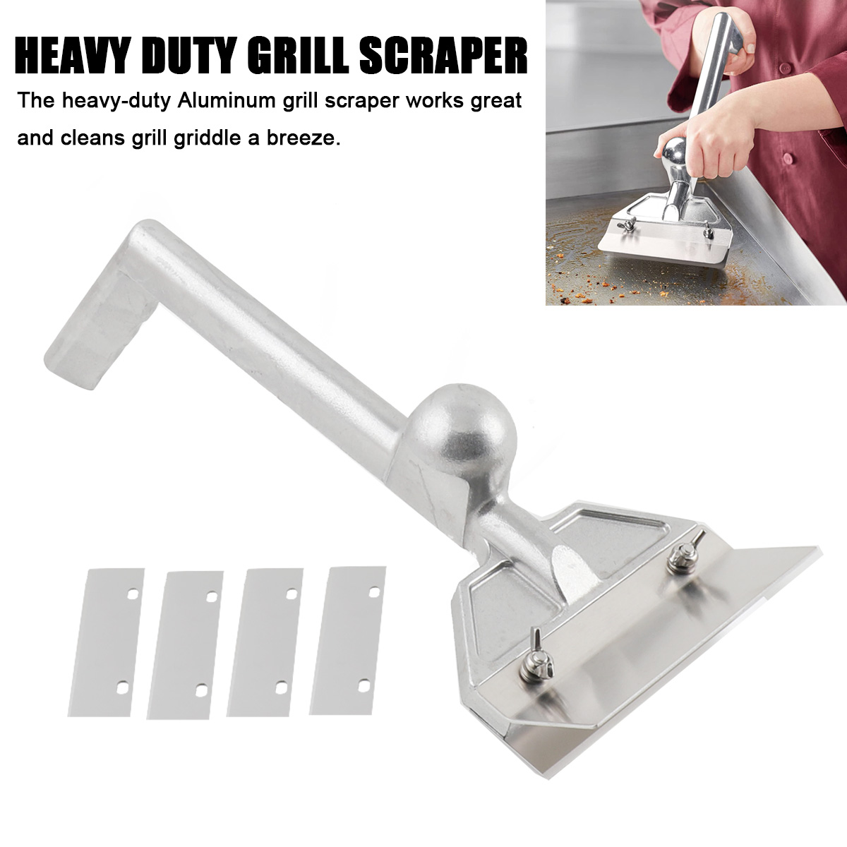 TABODD Grill Scraper Heavy Duty Griddle Scraper Set with 4 Replacement