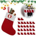 thumbnail image 5 of Christmas Stockings with Initials, 7.1 Small Embroidered Letter Knit Red White Christmas Stocking for Family Holiday Decorations and Xmas Tree Fireplace, 5 of 10