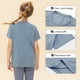 thumbnail image 4 of Camisetas deportivas para niños, de manga corta, transpirables, con cuello redondo y secado rápido, para correr y hacer ejercicio, color azul, 4 of 8