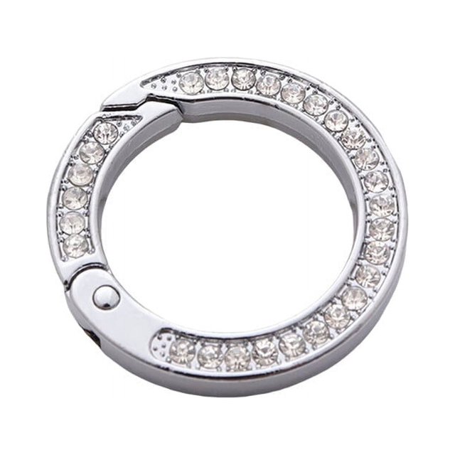 Key Ring Key Ring Double-sided Rhinestone Compressible Spring Exquisite Portable Multipurpose Decorate Zinc Alloy Spring Keyring Key Chain Buckle Car Accessory