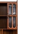 thumbnail image 4 of 52.5" L-Shaped Desk with Bookshelf and Drawers, Computer Desk with Built-in Shield, Modern Style Office Table for Home, Office, Study, Walnut, 4 of 9