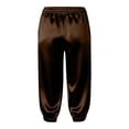 thumbnail image 5 of felwors Women's Satin Capri Joggers High Rise Cropped Lounge Pants with Elastic Cuffs Pockets（Coffee， L）, 5 of 5