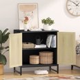 thumbnail image 5 of Glavbiku Modern 2Door Rattan Storage Cabinet,Accent Furniture,Cupboard w/ Non-Slip Foot Mats,Black, 5 of 13