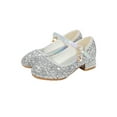 thumbnail image 3 of Ritualay Girls Dress Shoes Flower Girls Mary Jane Shoes Wedding Princess Glitter Flats Silver 2.5Y, 3 of 6
