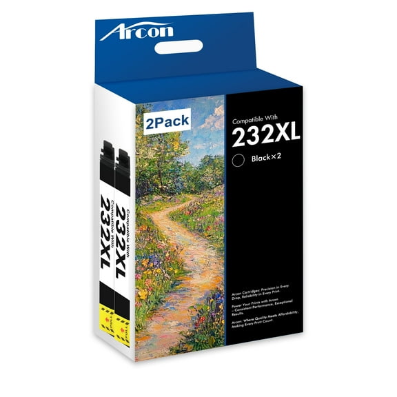 232XL Ink Cartridges 2 Pack Compatible for Epson 232XL 232 Black Printer Ink T232 T232XL for Expression Home XP-4200 XP-4205 WF-2930 WF-2950 All-in-One (2 x Black)