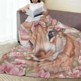 thumbnail image 5 of Flannel Rabbit Blankets Gifts - Pink Flower Bunny Throw Blanket for Sofa Couch Bed Living Room, Soft Warm Cozy Decor, 60" x 50", 5 of 6