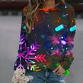 thumbnail image 2 of Rbaofujie Chandails pour Femmes Automne Noël Mode Décontractée Imprimé Col Rond Ample Manches Longues Blouse Chandails en Molleton Multicolore Chandail à Capuchon pour Filles, 2 of 4