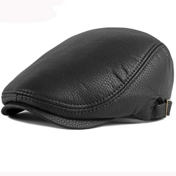 SikaFu Beret High Quality PU Leather Hat Men Women Adjustable Gastby Ivy Newsboy Flat Cap Retro Artist Painter Hat Men Beret Cap