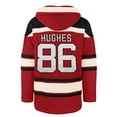 thumbnail image 3 of Men's '47 Jack Hughes Red New Jersey Devils Big & Tall Lace-up Pullover Hoodie, 3 of 3