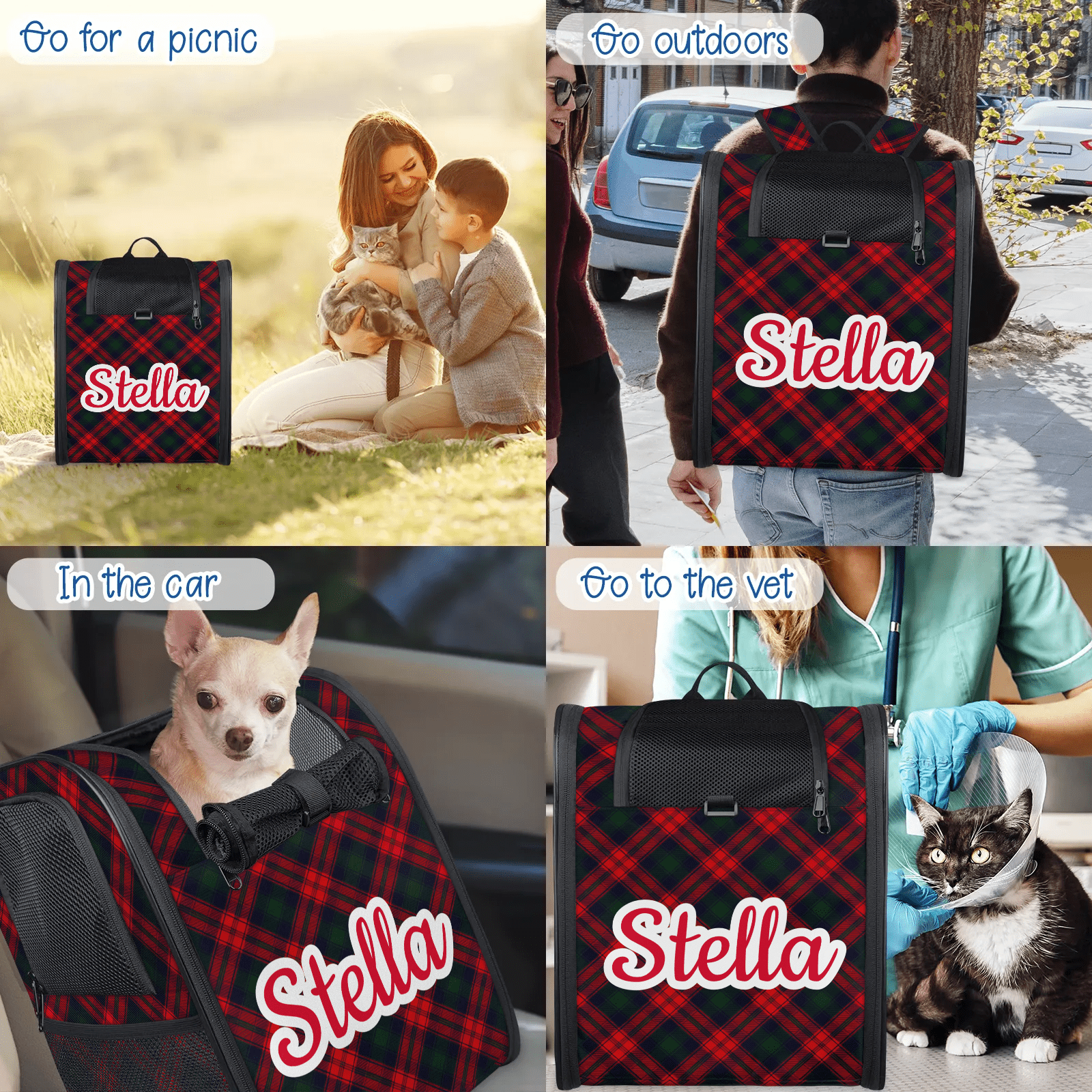 Dog Carrier Backpack for Small Dogs Cats Puppies,Customized Pet Carrier Backpack with Name,Pet Backpack Bag with Ventilation Mesh and Safety Leash Removable Mat for Hiking, Travel, Outdoor
