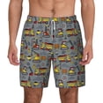 thumbnail image 2 of Goofa Modern Excavator Printed Men's Swim Trunks Board Shorts Quick Dry Mens Swimming Trunks with Compression Liner,Breathable Fit Hawaii Beach Shorts-Large, 2 of 9