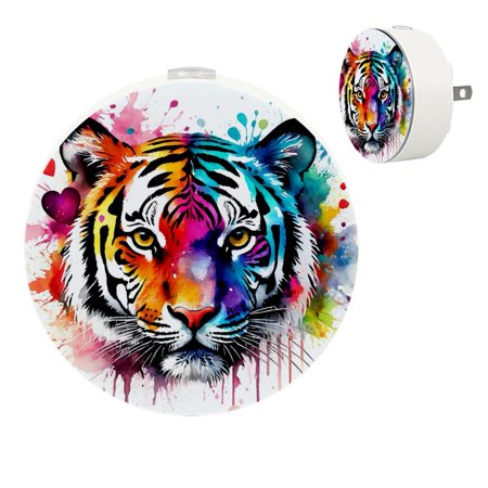 

Plug in Led Night Light with Auto Dusk to Dawn Sensor White Nightlights for Hallway Bedroom Kids Room Kitchen Stairway 2 Pack Galaxy Rainbow Leopard Animal Funny
