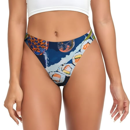 Rateoe Colorful Sushi Food Art Pattern Seamless Women Underwear Thongs No Show Ladies Thong No Line Breathable Comfortable Panties Undies for Women-XX-Large