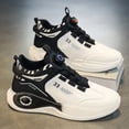 thumbnail image 2 of Men's All-Season High-Top Sneakers with Rotating Buckle Closure - Breathable PU & PVC Sole, Heavy-Duty Lace-Free Shoes for Casual, Running ,Cushioning - White/Black/Grey/Beige/Green/Golden Accent, 2 of 8