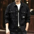 thumbnail image 2 of Men's Denim Jacket Vintage Inspired Jean Coat Wide Shoulders Cargo Clothing Jacket with Multiple Pockets (3XL, Black), 2 of 8