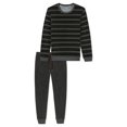 thumbnail image 1 of SCHIESSER pijama de hombre, largo - rizo, puños, a rayas Gris oscuro XL (X-Large), 1 of 4