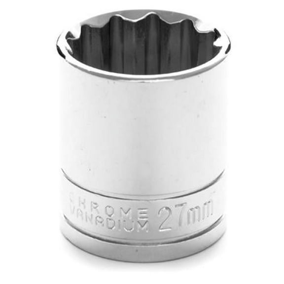 Chrome Socket, 1/2"" Drive, 27mm, 12 Point, Shallow
