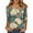#05Dark Green, variant on Ladies Fluid Swirl Pattern V-Neck Three Quarter Sleeve Tees Relaxed Fit Daily Casual Printed Blouses