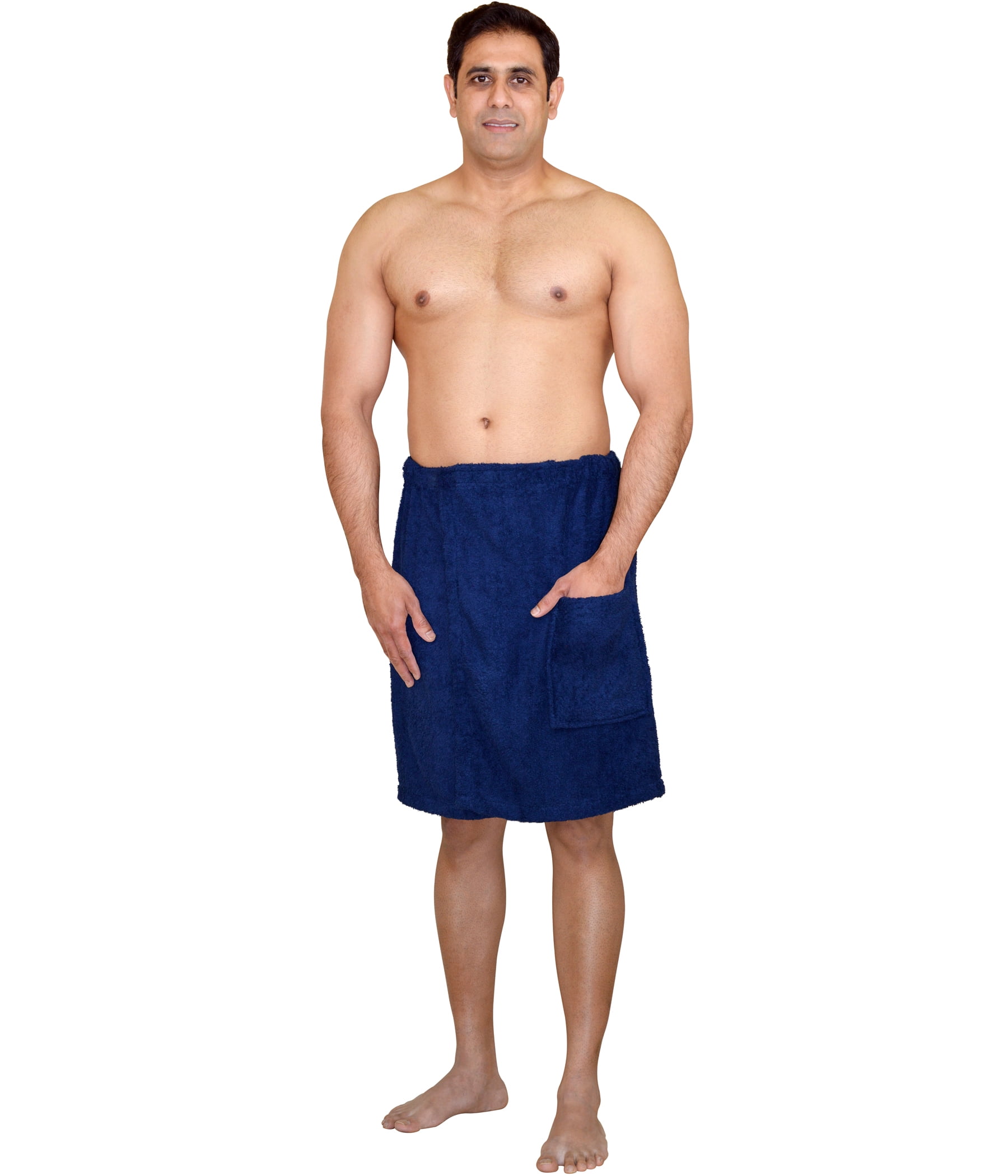 Turkish Cotton Terry Velour Adjustable Body Wrap Towel for Men (White, One  Size)