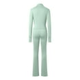 thumbnail image 4 of Valora Women Fashion Outfit Women’ s Trousers Suit Set for Two Piece Outfits Bodysuit Top Skinny Pants Tracksuit Casual Wear Mint Green M, 4 of 6