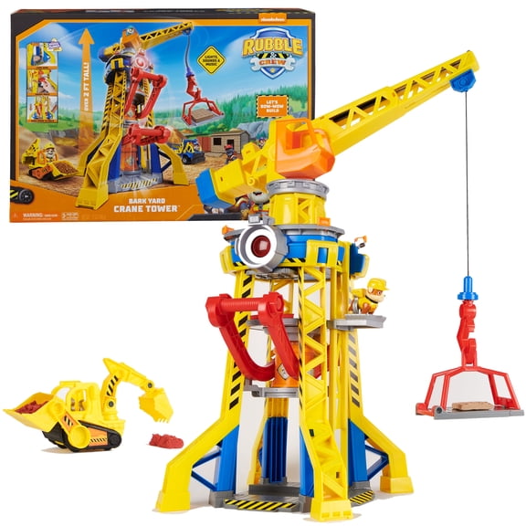 Rubble & Crew, Bark Yard Crane Tower Playset with Rubble Action Figure, Toy Bulldozer & Kinetic Build-It Play Sand, Kids Toys for Boys & Girls 3